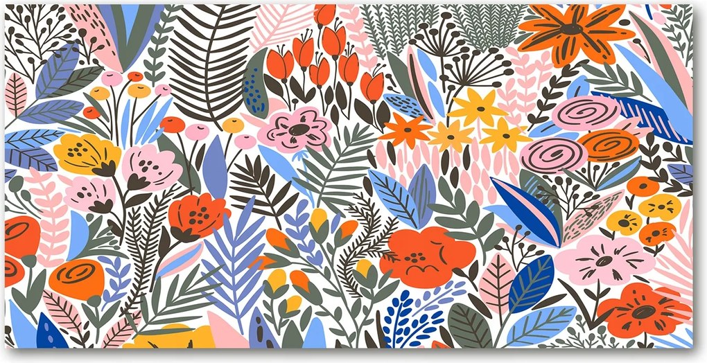 Konyhai panel Virágos mintás 100x50 cm Ragasztó