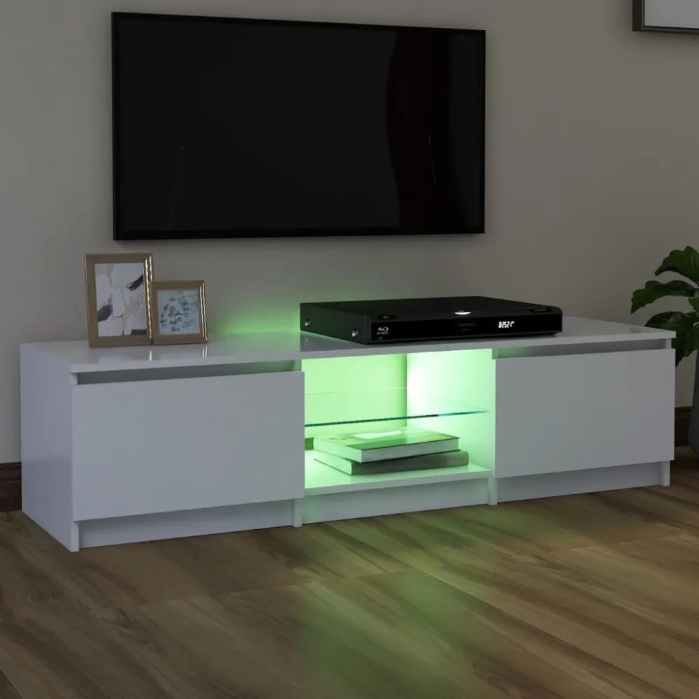 fehér TV-szekrény LED lámpákkal 140 x 40 x 35,5 cm