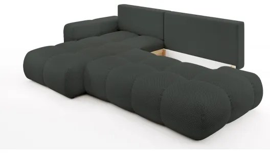 Ágyazható, kárpitozott L alakú sarokülőgarnitúra tárolóval ALMADA, balos, antracit