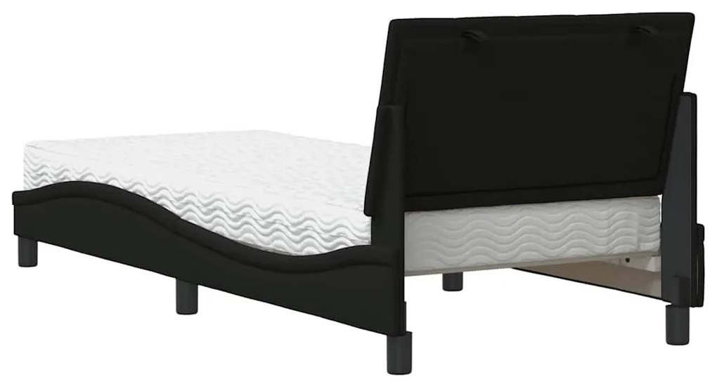 fekete szövet ágy matraccal Hanko 90x190 cm