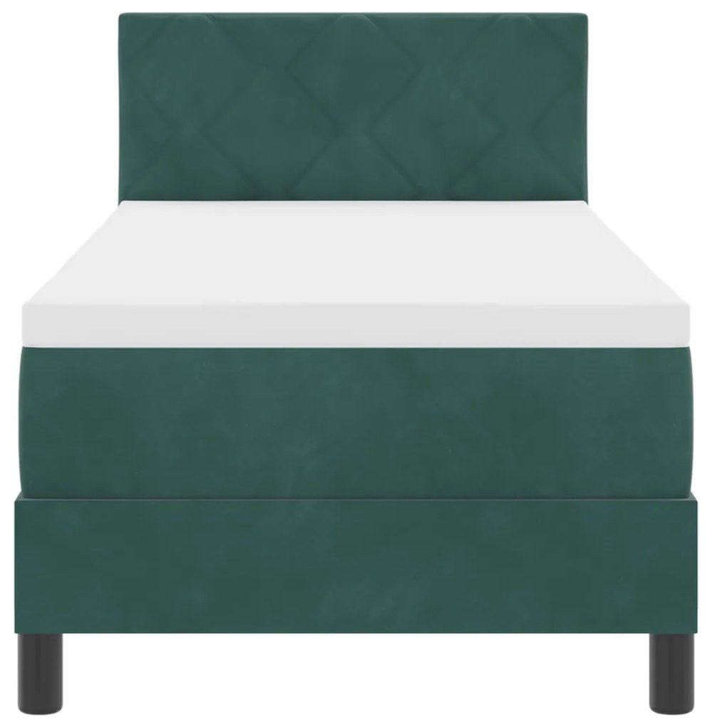 Boxspringágy Matraccal Sötét Zöld 80x200 cm Bársonyos
