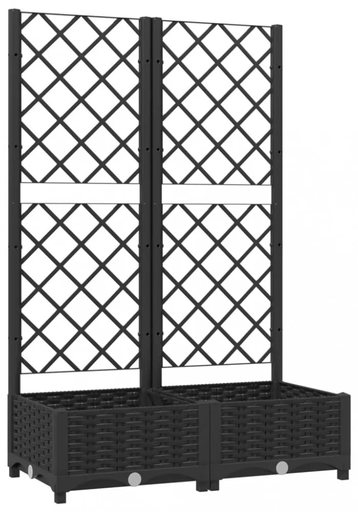 fekete polipropilén rácsos kerti ültetőláda 80 x 40 x 121,5 cm