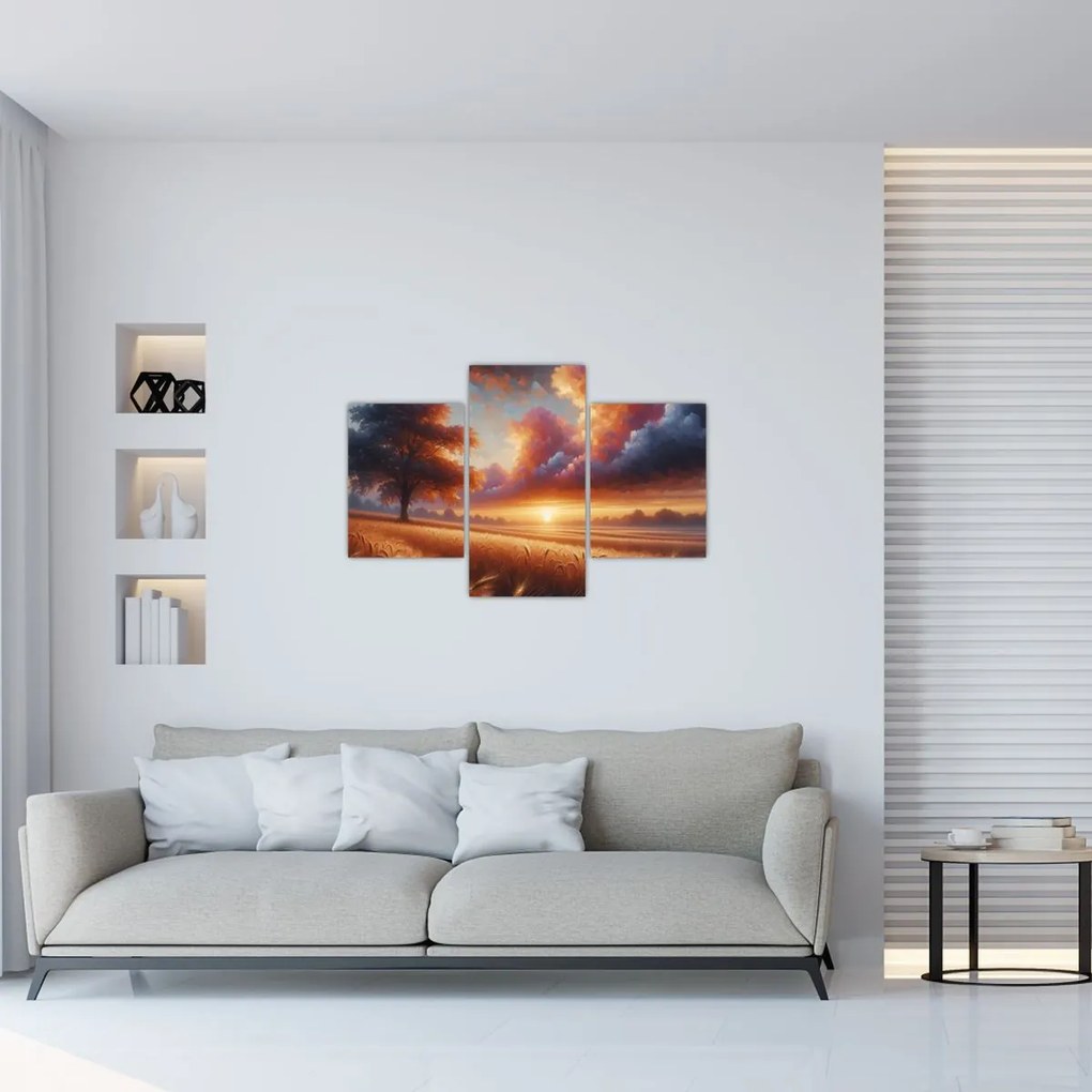 Kép – Naplemente a mezőn (90x60 cm)