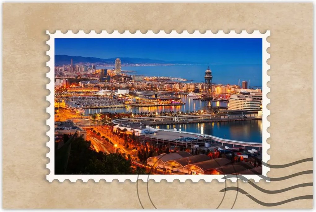 Poszterek 120x80 Barcelona Éjszakai tájkép