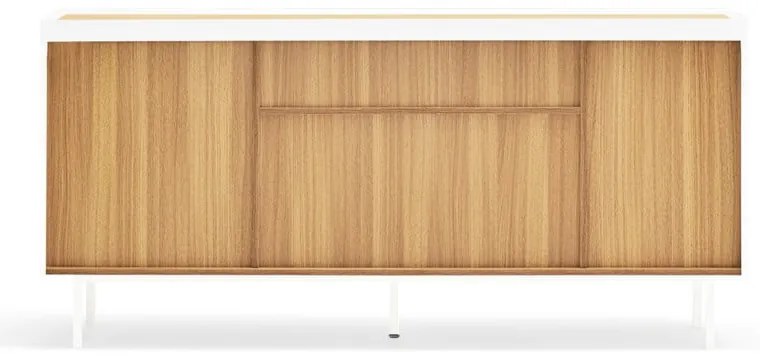 Fehér-natúr színű alacsony komód tölgyfa dekorral 165x78 cm Arista – Teulat