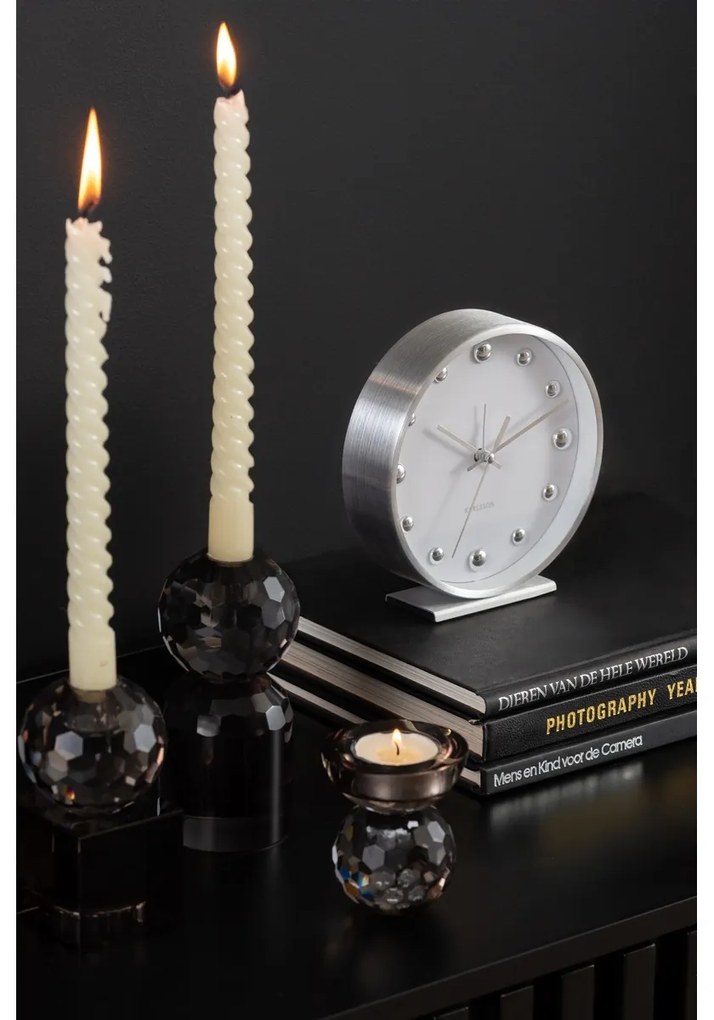 Karlsson 5970WH design asztali óra/ébresztőórafehér, átmérő: 16 cm