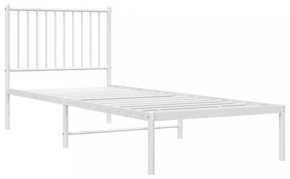fehér fém ágykeret fejtámlával 80x200 cm