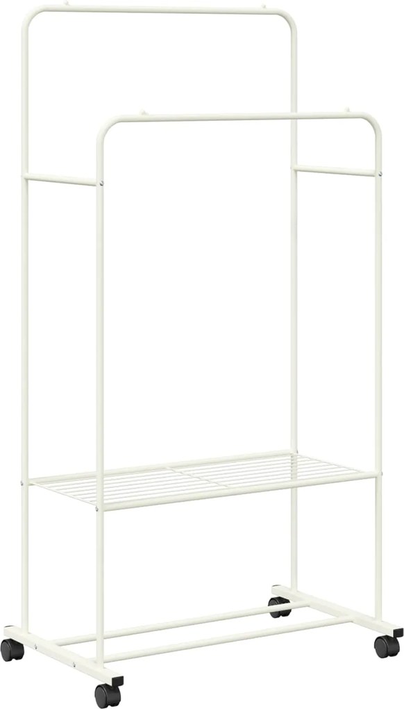 vidaXL Ruhafogó polcokkal kerékkel tárolóval Fehér 80 x 53 x 156 cm