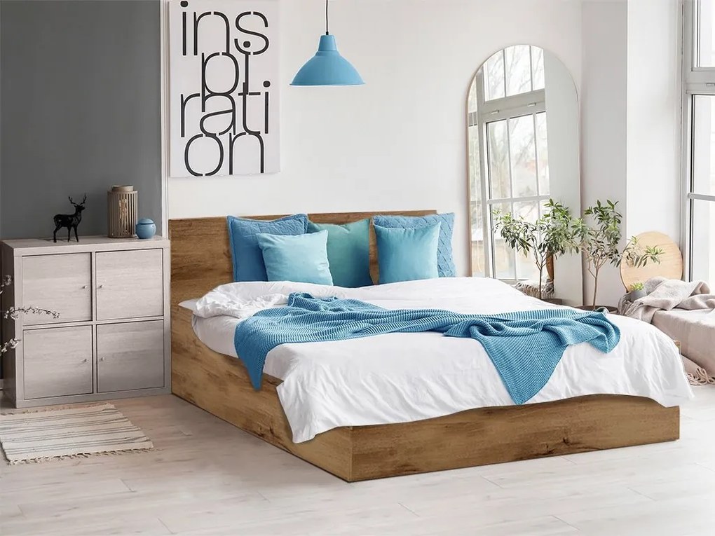 SOFIA ágy 120 x 200 cm, artisan tölgy Ágyrács: Lamellás ágyrács, Matrac: Matrac nélkül