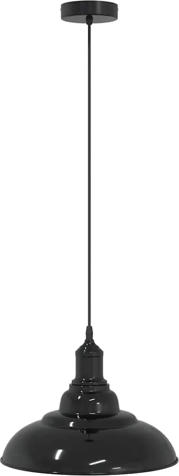 vidaXL függesztéklámpa magassága állítható E27 fényes fekete Ø31cm fém