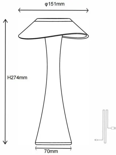Globo 21025C-LED Dimmelhető Asztali lámpa tölthető AMBRA LED/2,5W/3,7V 2700K/4500K/6500K fehér