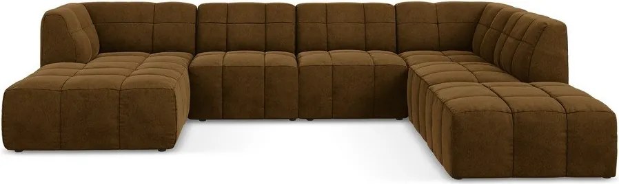 Mustársárga bársony (U alakú) sarokkanapé Aloha – Makamii