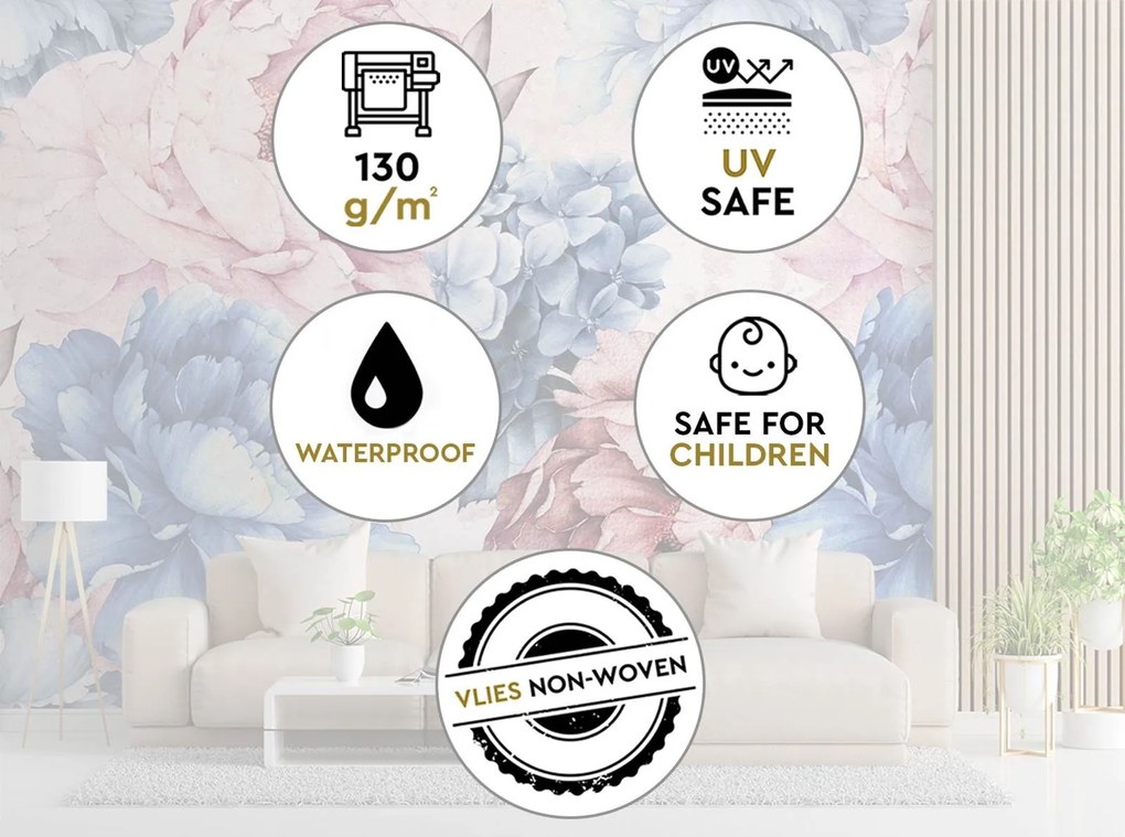 Gario Fotótapéta Bazsarózsák pasztell akvarell Anyag: Vlies, Méret: 350 x 245 cm