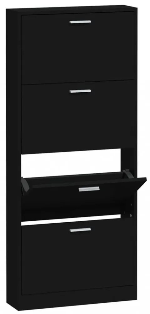 vidaXL fekete szerelt fa cipősszekrény 59x17x150 cm