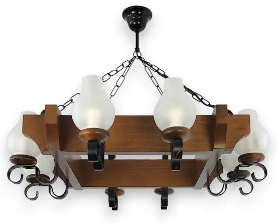 Brilagi - Csillár láncon QUEEN 8xE14/40W/230V bükkfa/dió