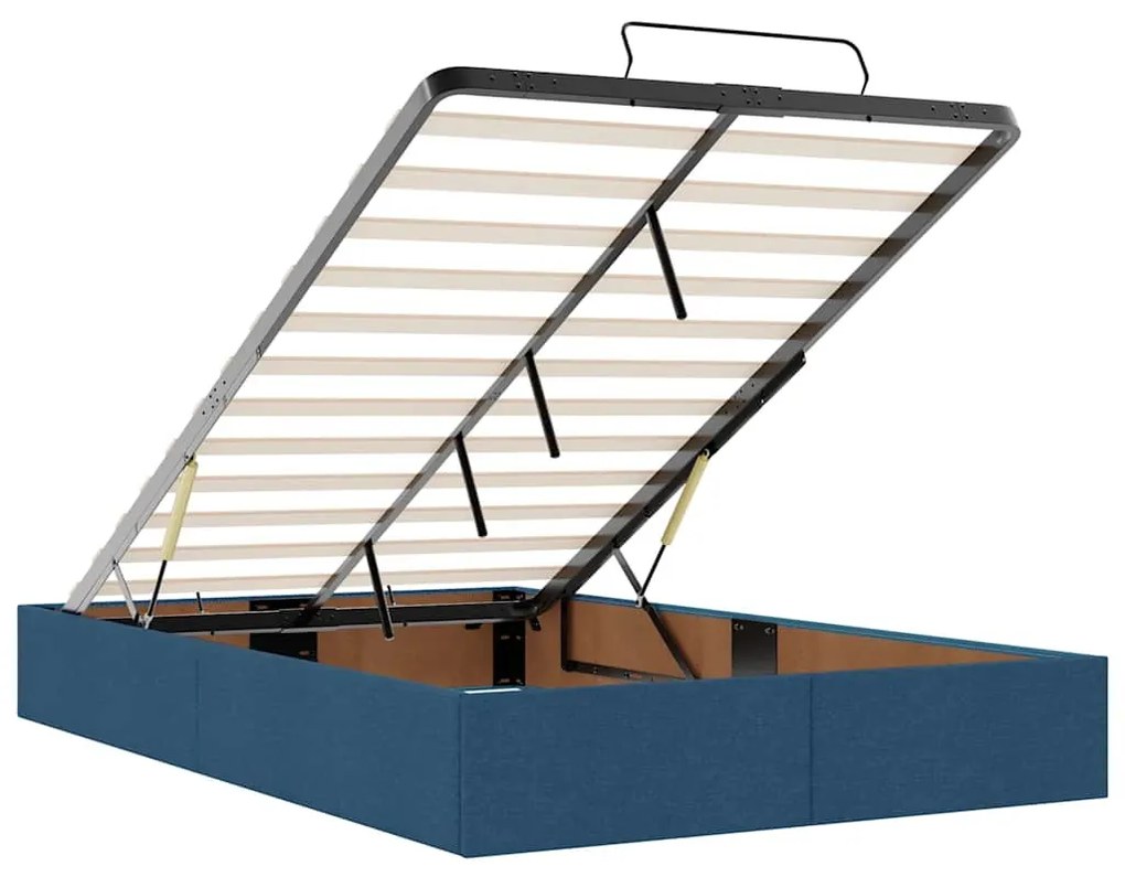 Ottomán ágykeret matrac nélkül kék 120x190 cm szövet