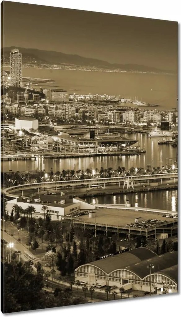 Vászonkép 80x120 Barcelona Éjszakai tájkép