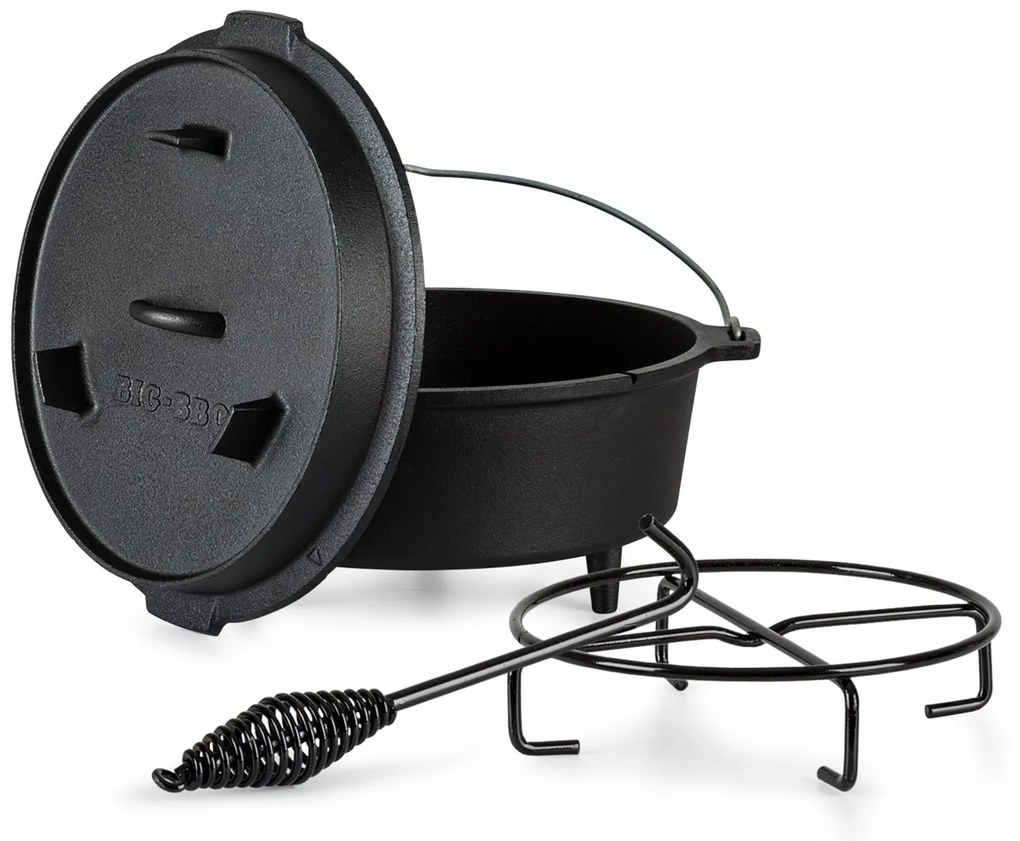 Klarstein Guernsey, prémium öntöttvas edény, 4,5 barbecue edény, öntöttvas, lábacskák, S/4,2 l méret