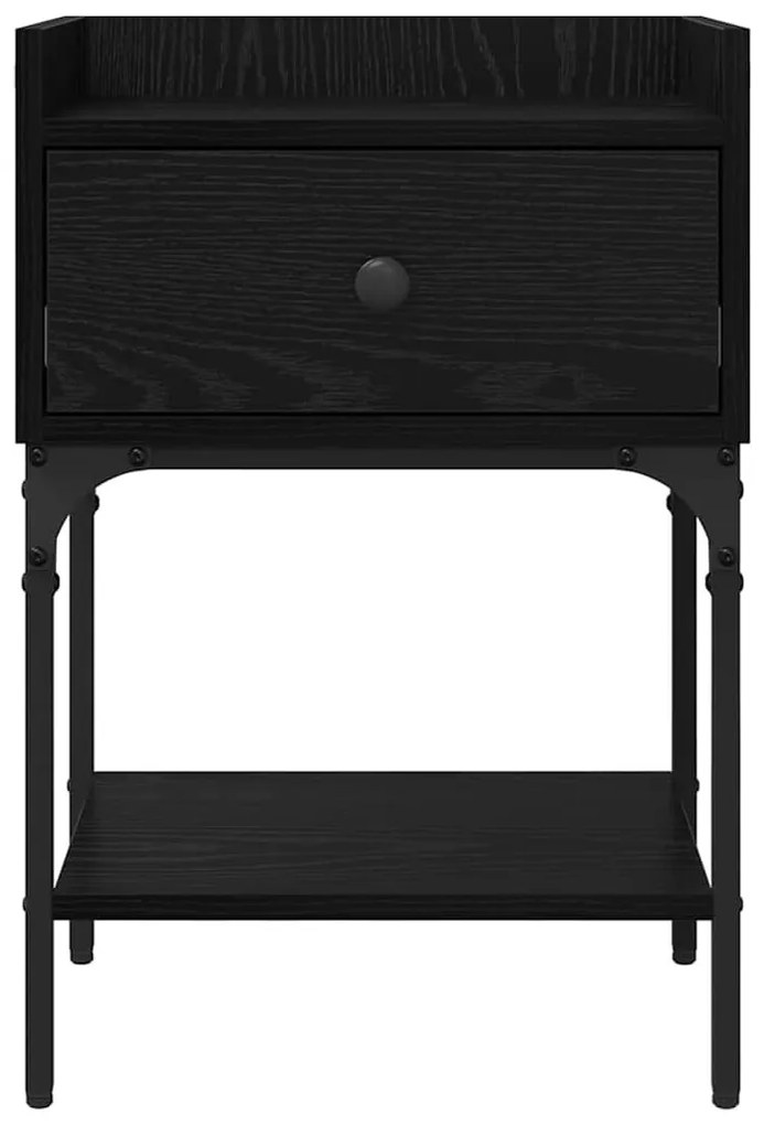 Éjjeli asztal fiókkal 2 pcs Musta tammi 40 x 29 x 60 cm Faanyag