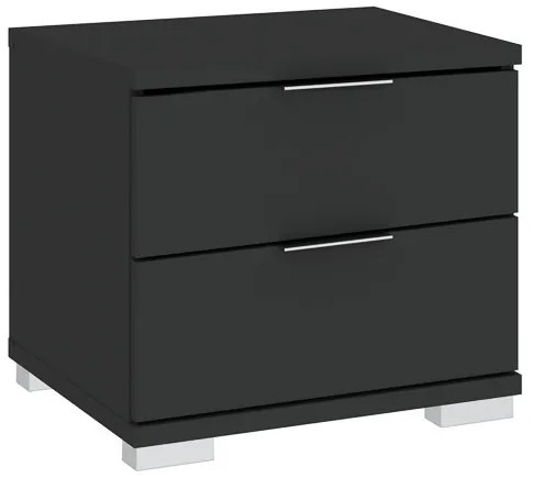 2 Fiókos Éjjeliszekrény Fekete Színben. PRAGA