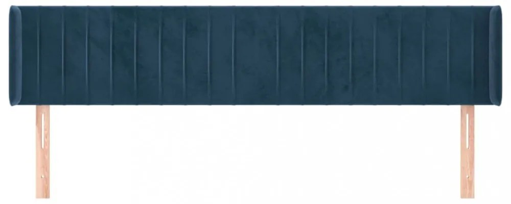sötétkék bársony szárnyas fejtámla 203x16x78/88 cm