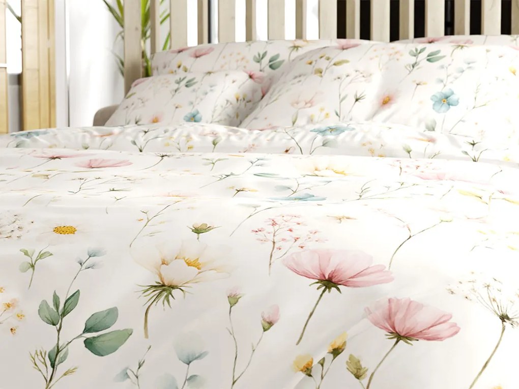 Pamut ágynemű PETALUNE POLY krémszínű Ágyneműhuzat mérete: 2 db 70 x 90 cm | 200 x 220 cm