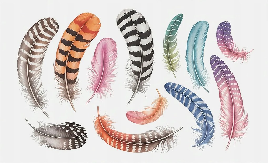 Divatos Flizelin Tapéta Ragasztóval Fali 3D Pasztell tollak 416x254 Ragasztó