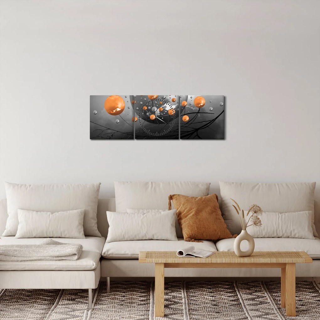 Narancssárga gömbök képe (órával) (90x30 cm)