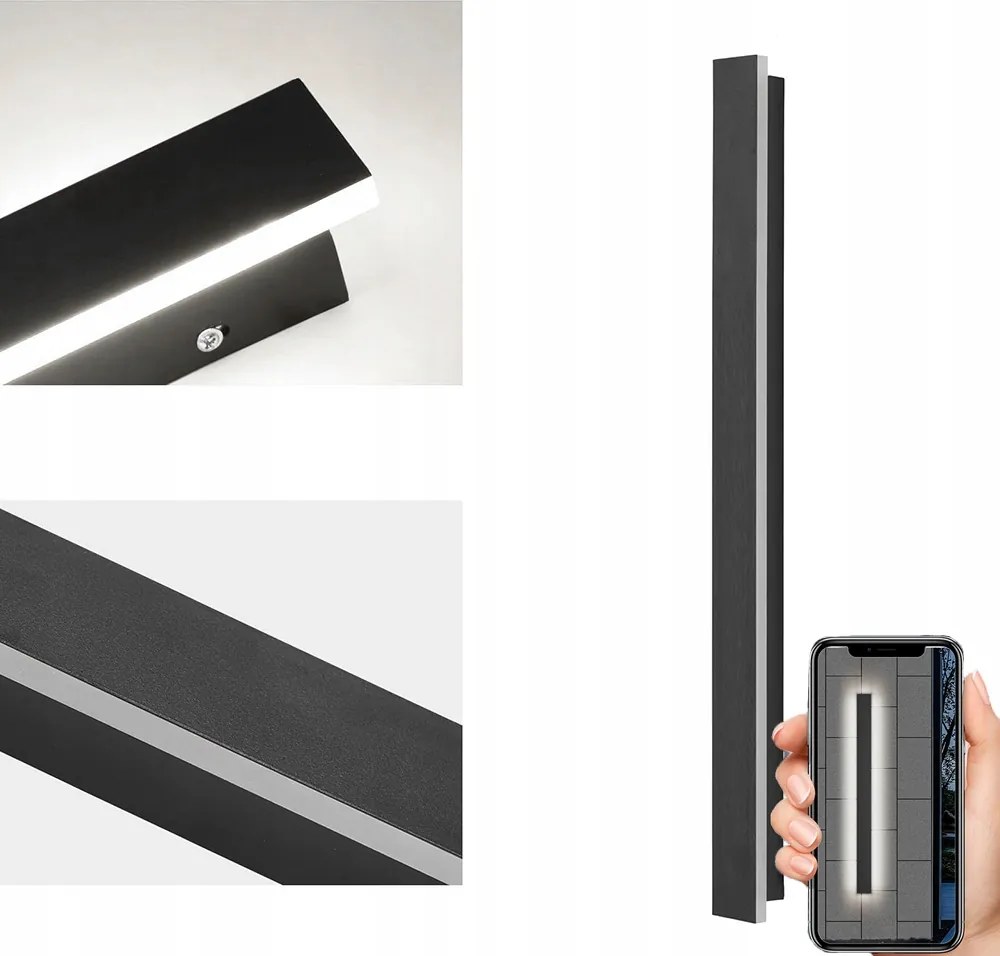 Hosszú Fali Lámpa Villa Wall Light Fekete IP65 24W 80CM fehér fény