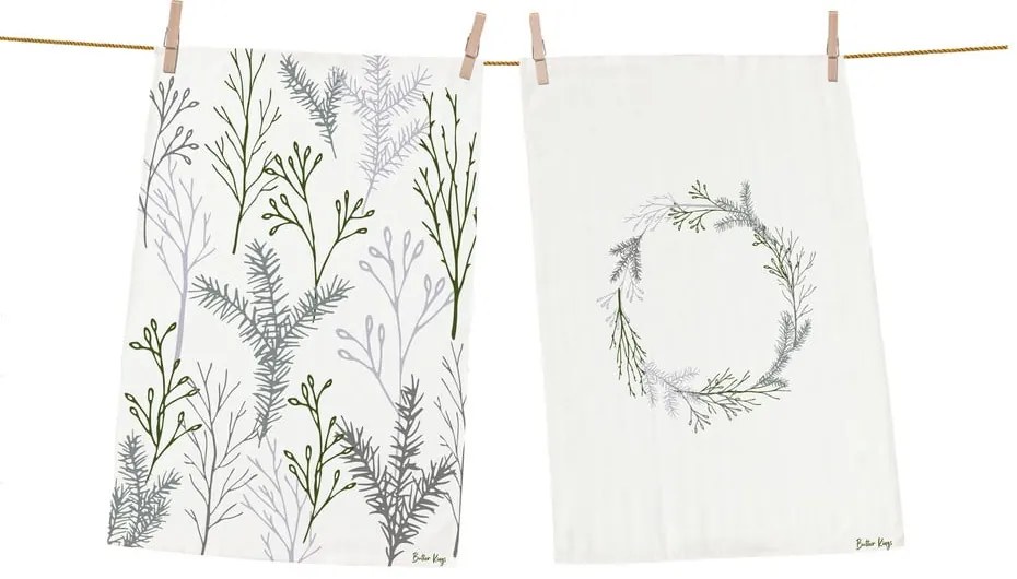 Pamut konyharuha szett 2 db-os 50x70 cm Christmas Twigs – Butter Kings