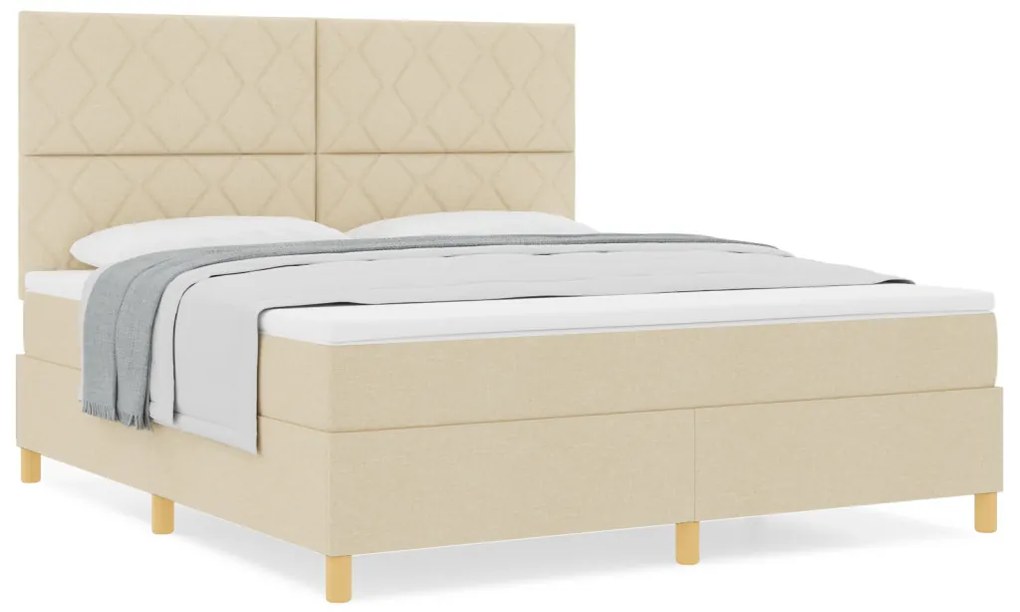 Box Spring Ágy Matraccal Krém Szuper Király Szövet