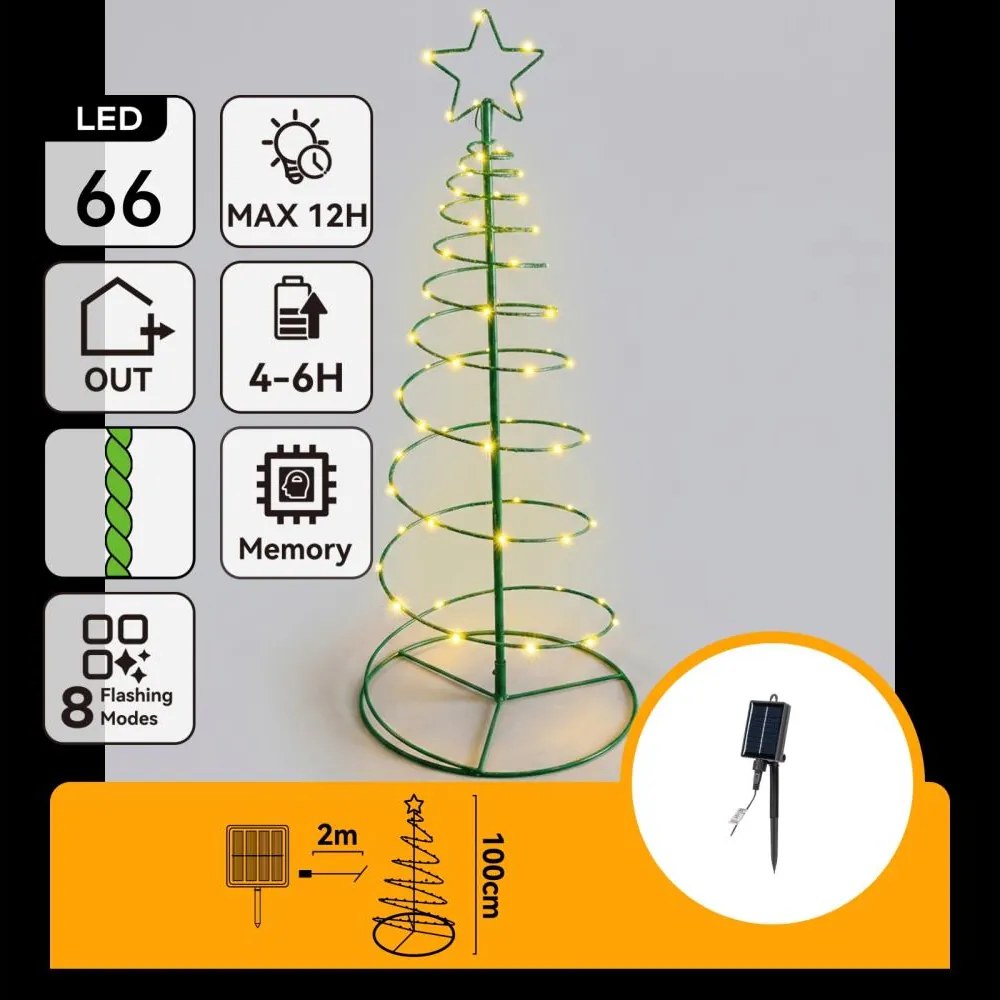 Aigostar - Napelemes karácsonyi LED dekoráció LED/0,59W/3,7V 100 cm IP65 meleg fehér