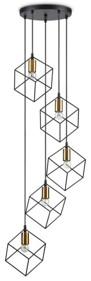 Ideal Lux - Csillár zsinóron ICE 5xE27/60W/230V átm. 50 cm fekete
