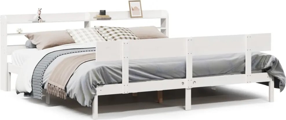 vidaXL fehér tömör fenyőfa ágy matrac nélkül 200 x 200 cm