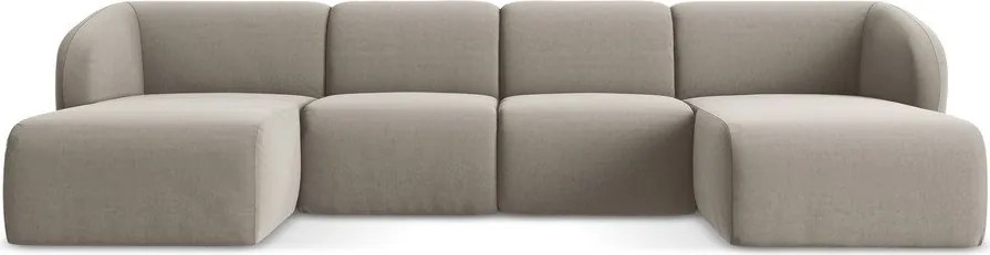 Világosbarna bársony (U alakú) sarokkanapé Lani – Makamii