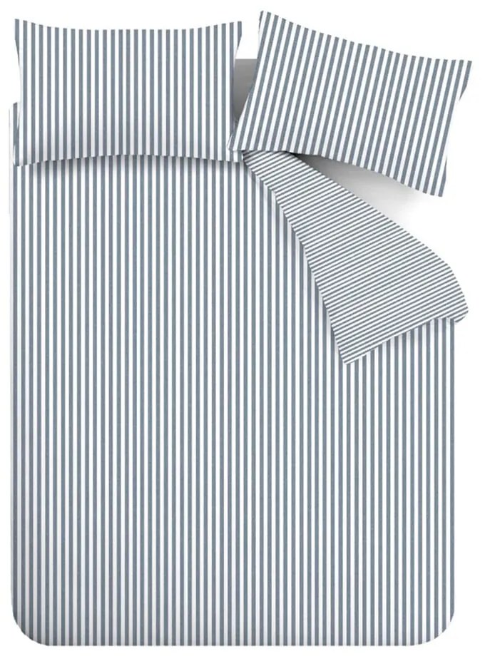 Kék egyszemélyes flanel ágyneműhuzat 135x200 cm Stripe – Catherine Lansfield