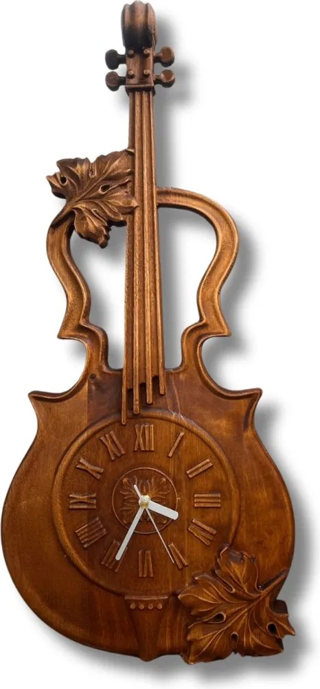 Hegedű falióra fa ajándék zene lakberendezés