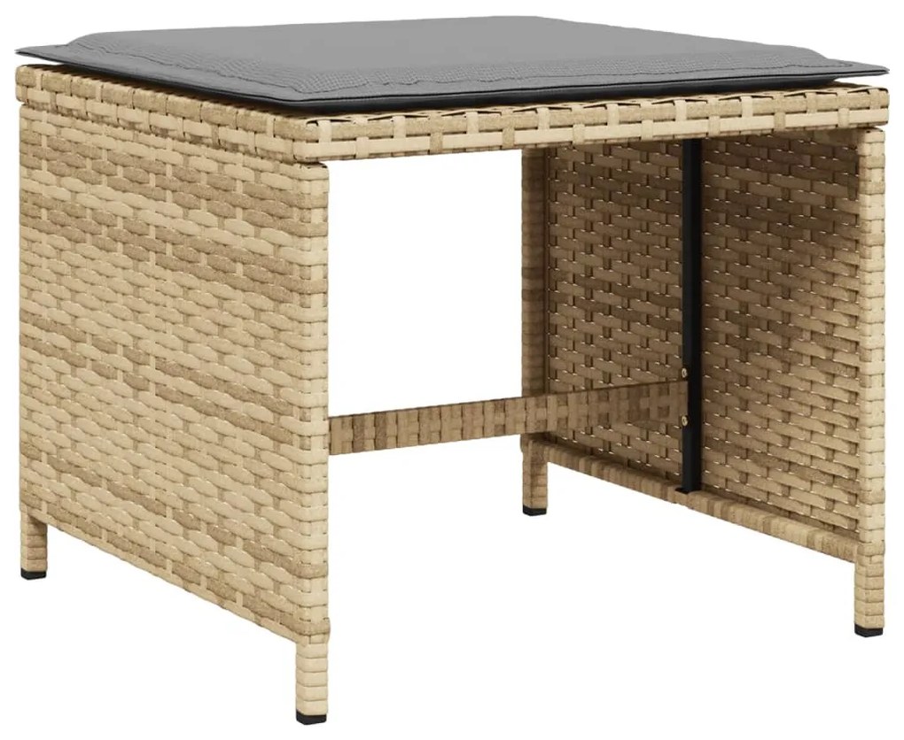 4 db vegyes bézs polyrattan kerti szék párnával 41 x 41 x 36 cm