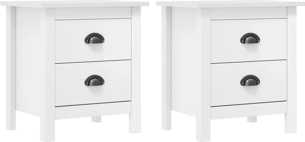 vidaXL Hill 2 db fehér tömör fenyőfa éjjeliszekrény 46 x 35 x 49,5 cm