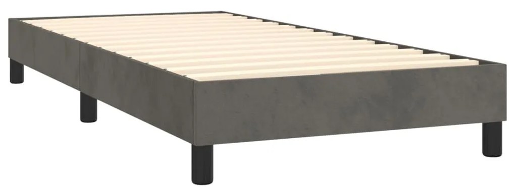 sötétszürke bársony rugós ágy matraccal 90 x 200 cm