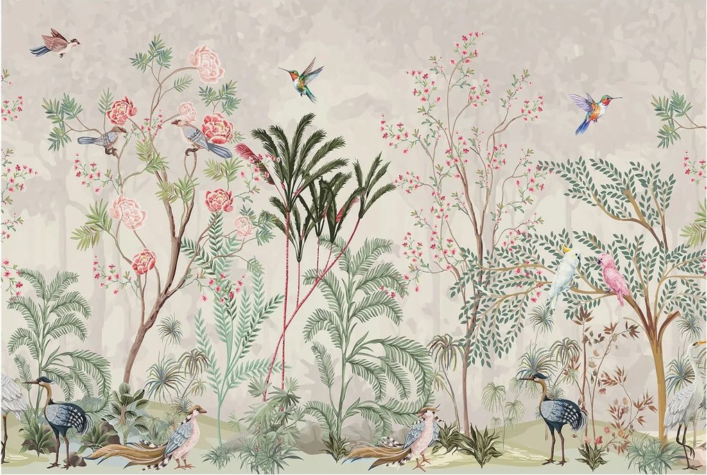 Flizelin tapéta Divatos 3D fali ragasztó Trópusi oázis 104x70 Ragasztó