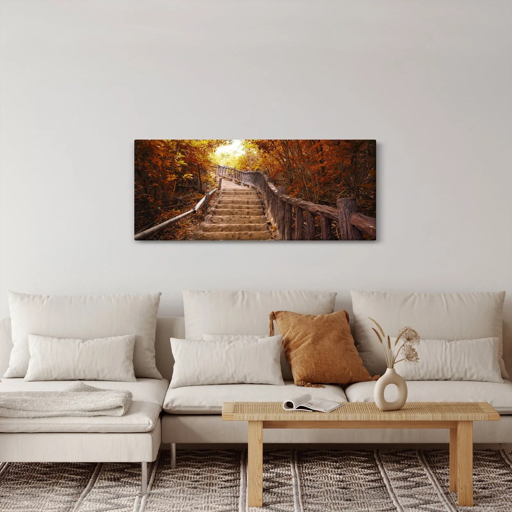 Kép - Lépcsők a természetben ősszel (120x50 cm)