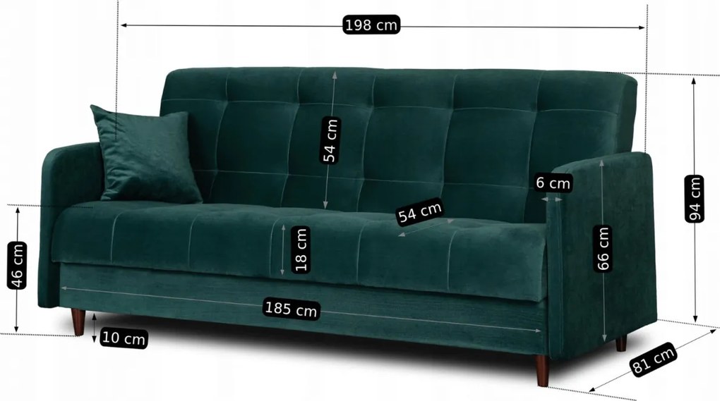 2 db-os szett, ágyazható kanapé zöld színben, velúr kárpittal TIVOLI