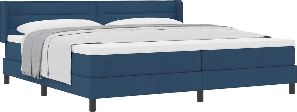 vidaXL Boxrugós ágy matracmal fejtámlával Kék 200 x 200 cm Poliészter