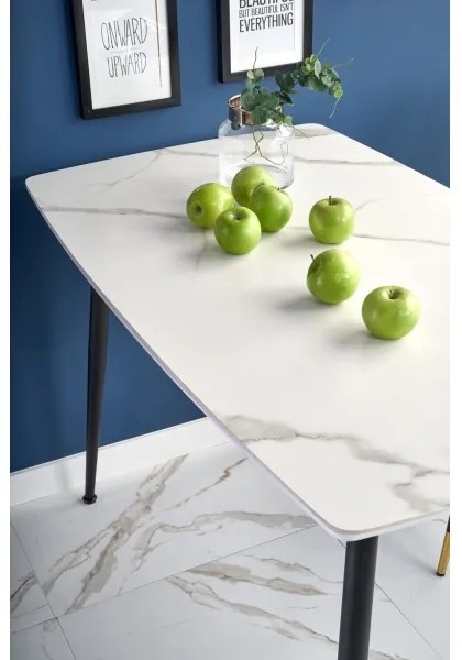 Étkezőasztal ALARA fehér márvány dekor/fekete
