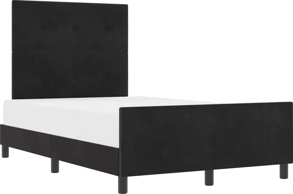 vidaXL Boxrugós ágy fejtámlával Fekete 120 x 200 cm Bársony