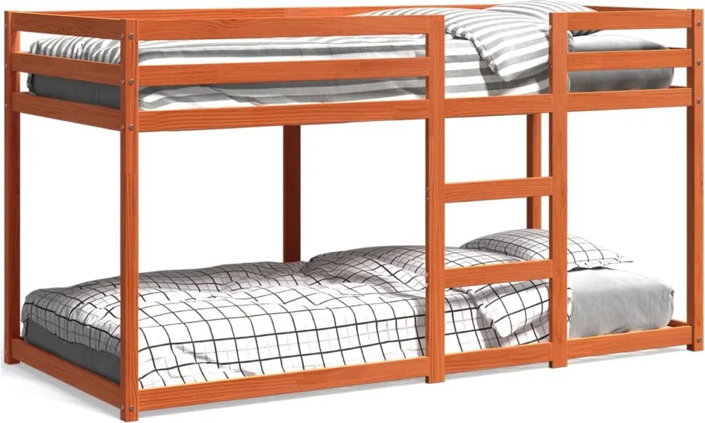 vidaXL viaszbarna tömör fenyőfa emeletes ágy 75 x 190 cm