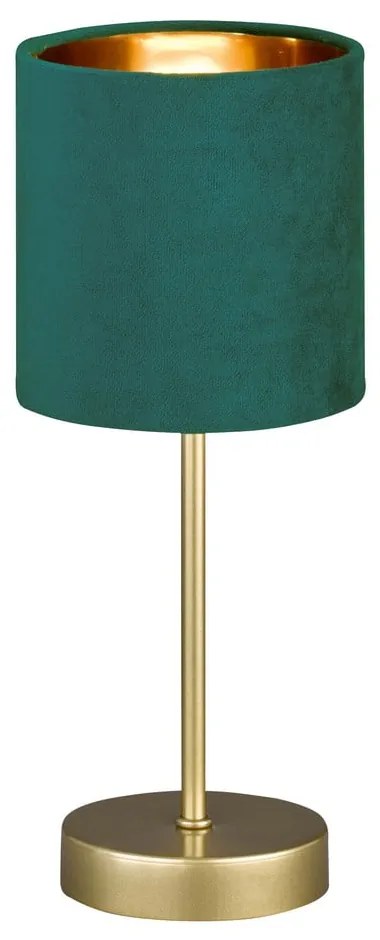 Zöld-aranyszínű fém asztali lámpa textil búrával (magasság 34 cm) Aura – Fischer &amp; Honsel