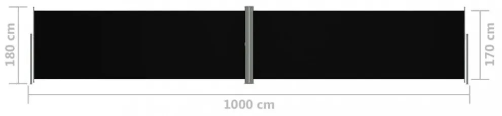 fekete behúzható oldalsó napellenző 180 x 1000 cm