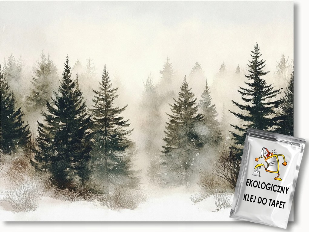 Fotótapéta Flizelina Tájkép Erdő Lucfenyő Tél Hó 350x250 ragasztó